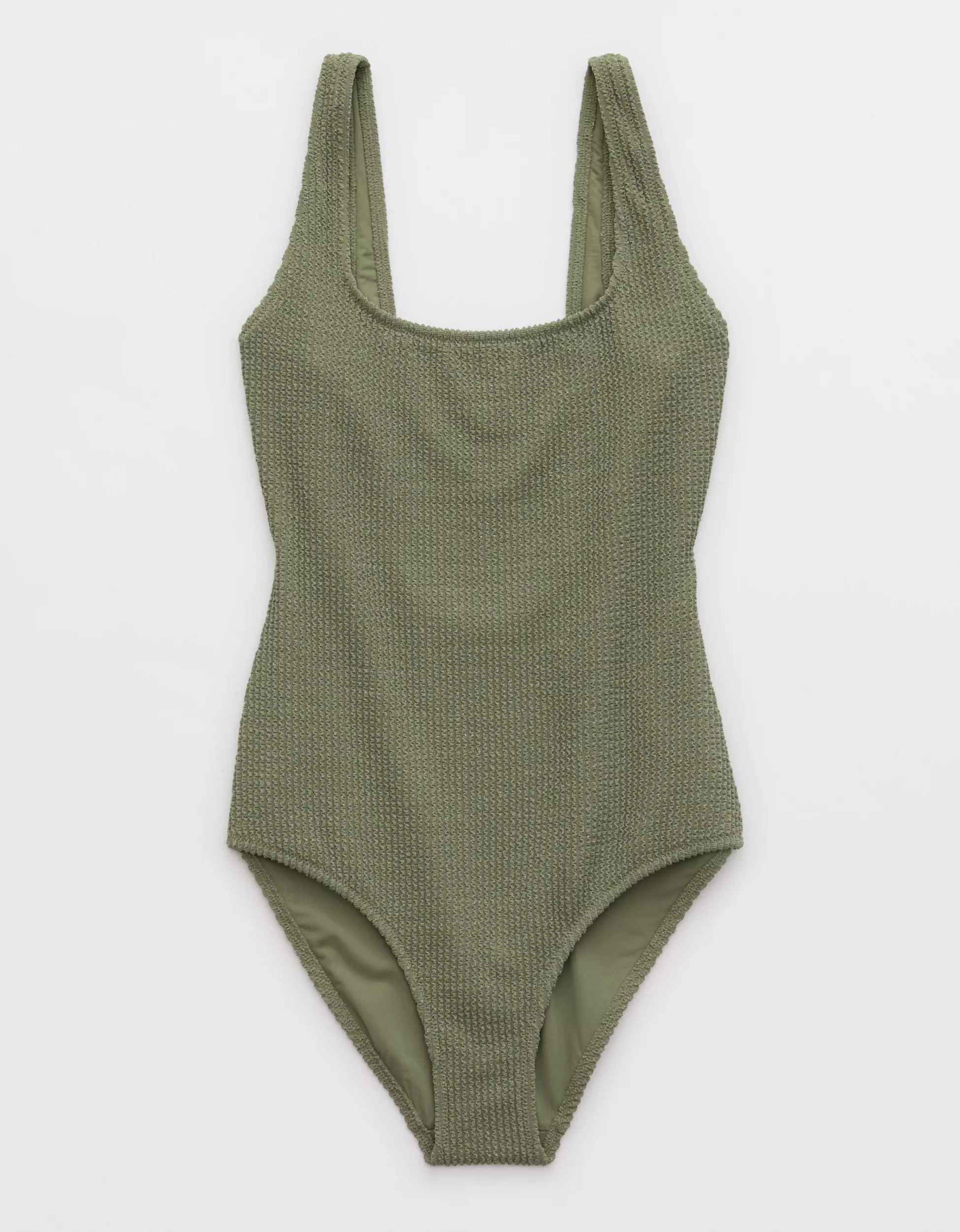 Aerie Shimmery Crinkle Scoop Full Coverage One Piece Swimsuit | Aerie