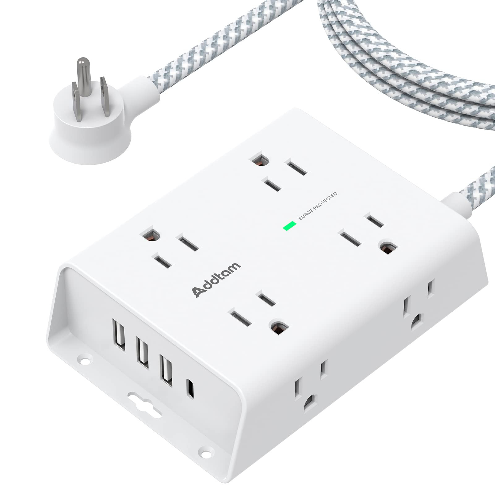 Surge Protector Power Strip - 8 Widely Outlets with 4 USB Ports(1 USB C Outlet), Addtam 3-Side Ou... | Amazon (US)