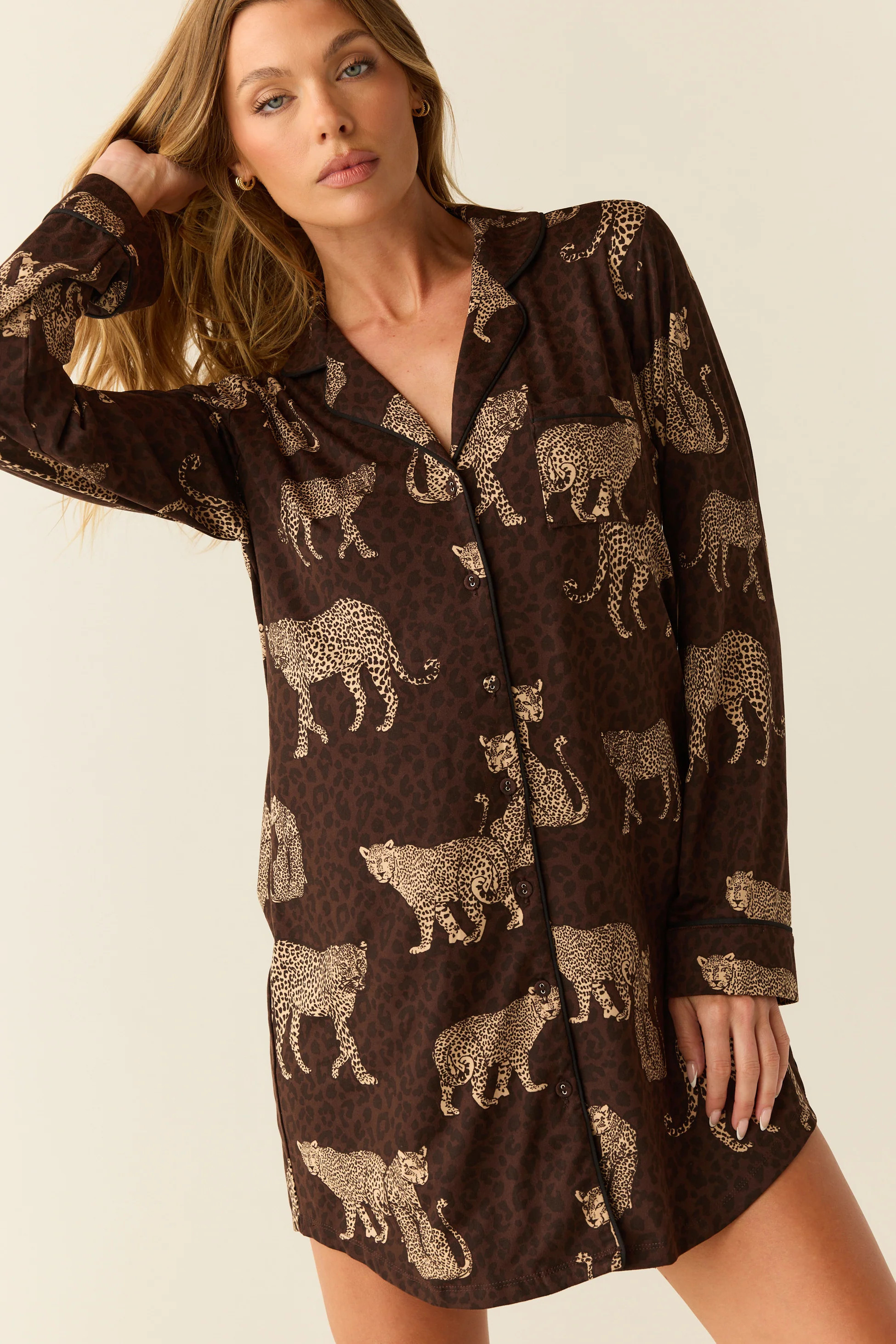 Kara Cloud Jersey Boyfriend Shirt in Savanna | MASONgrey