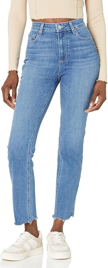 PAIGE Women's Flaunt Accent Ultra High Rise Straight Leg in Seine with Ragged Fray Hem | Amazon (US)