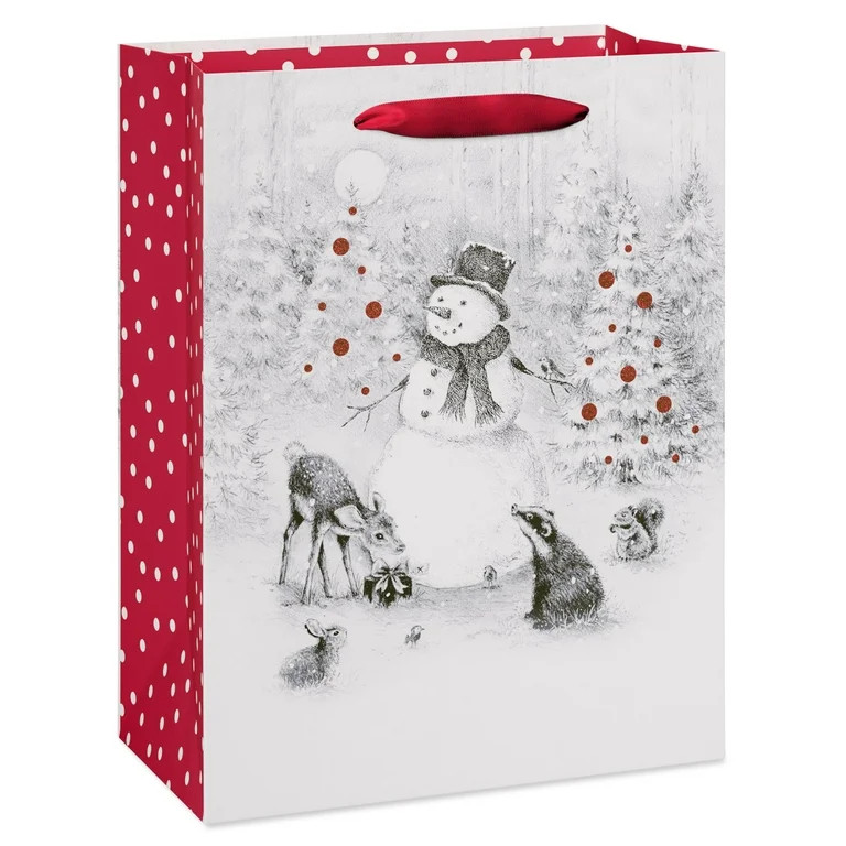 American Greetings 9 in. Medium Christmas White Gift Bag, Winter Scene (1-Count) | Walmart (US)