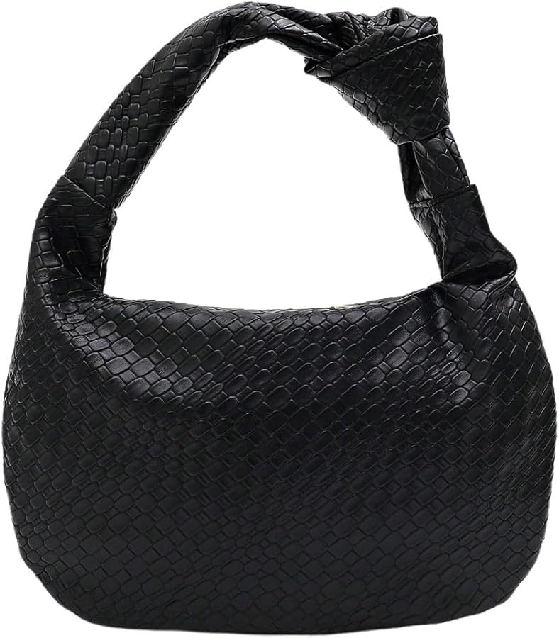 QWINEE Women's Woven Shoulder Bag Retro Vintage Zipper Faux Leather Small Underarm Purse with Kno... | Amazon (US)