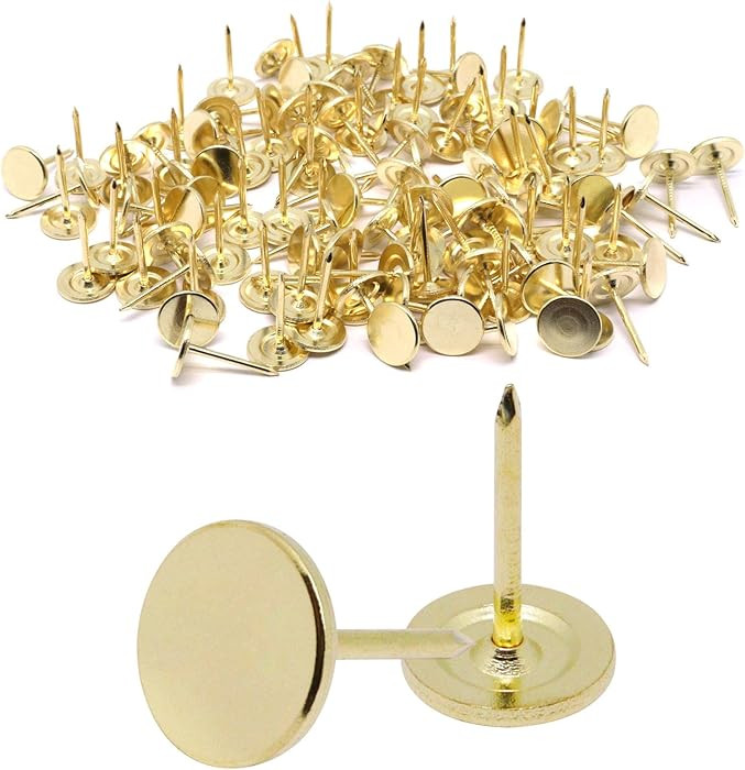 120Pcs Flat Thumb Tacks 7/16 Inch, Gold Vintage Flat Push Pins, Furniture Tacks for Upholstery 11... | Amazon (US)