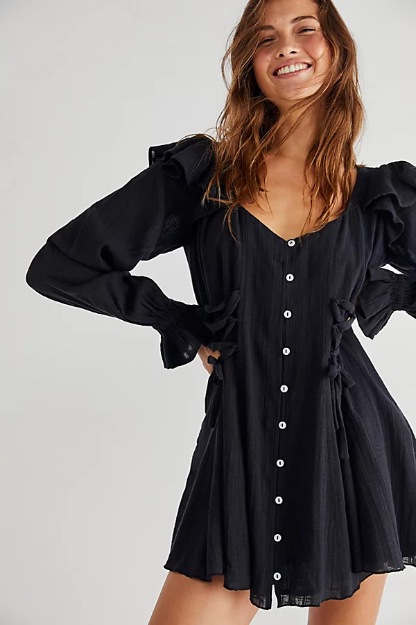 In The Mood For Frills Mini Dress by Free People, Black, M | Free People (Global - UK&FR Excluded)