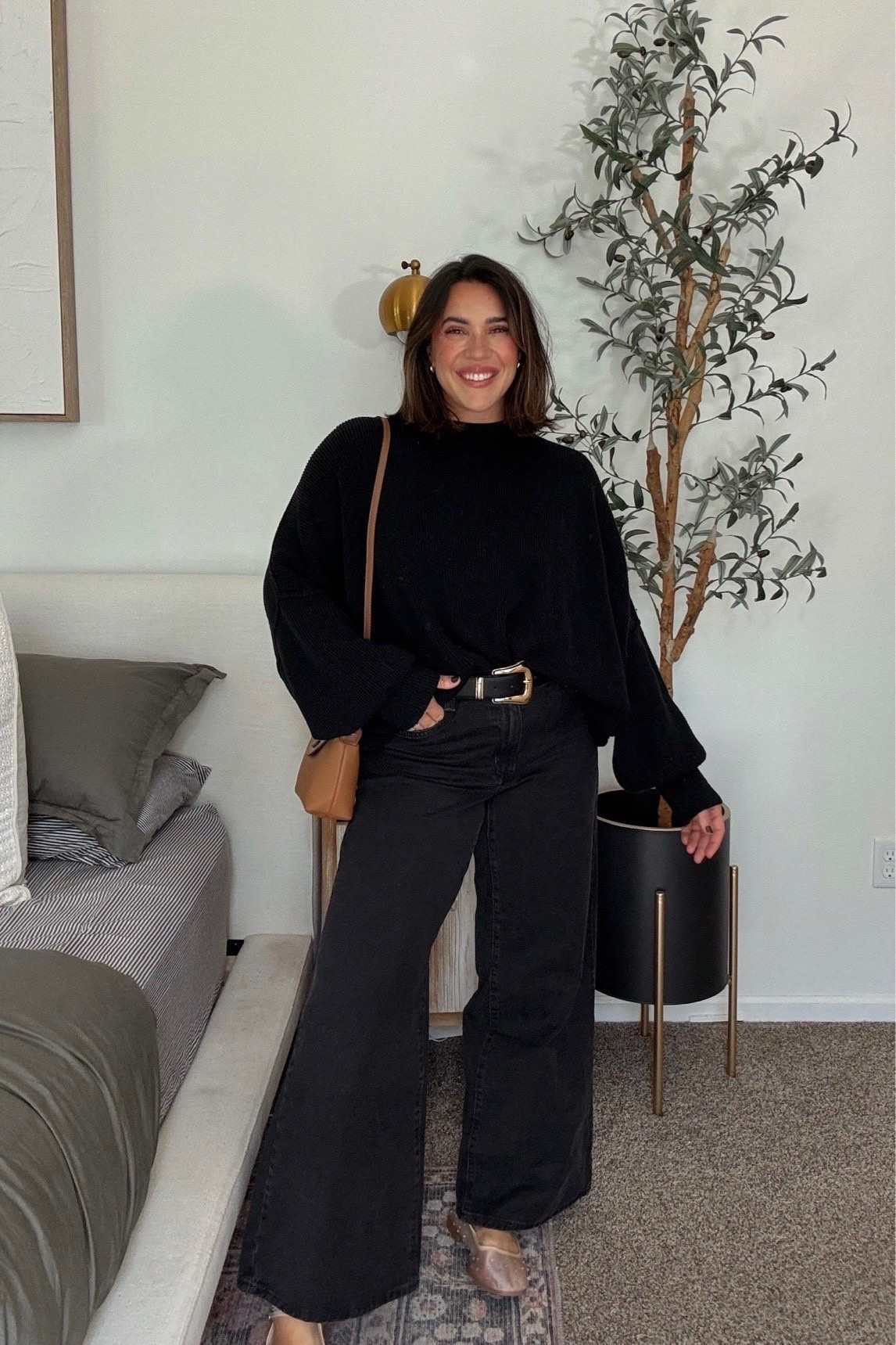 Trendy date night winter outfit! My favorite Amazon wide leg jeans, so flattering & comfy! I have this sweater in so many colors too.. One of my pieces to style for winter, so versatile!

Amazon fashion 
winter fashion
Chic look
Size L/30

#LTKootd #LTKFindsUnder50 #LTKMidsize