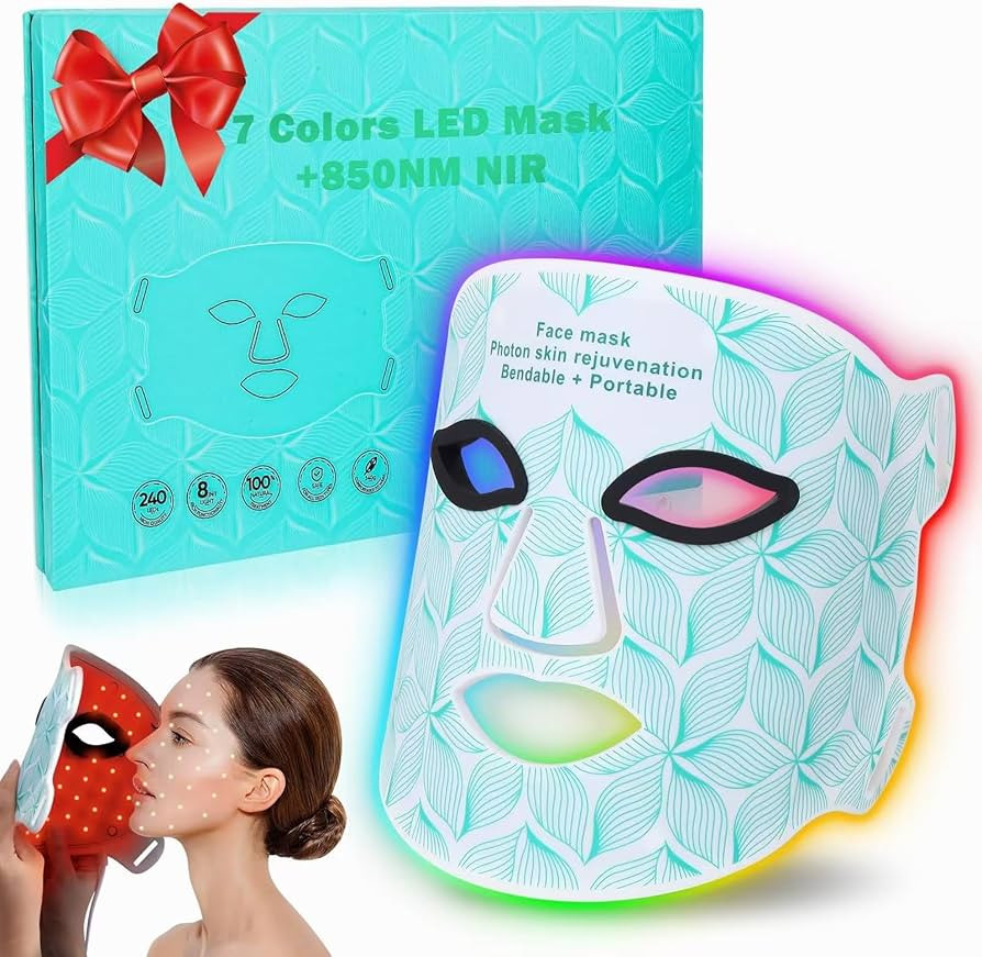 Red Light Therapy for Face, 7＋1 Colors LED Face Mask Light Therapy with 850NM Near-infrared, Po... | Amazon (US)