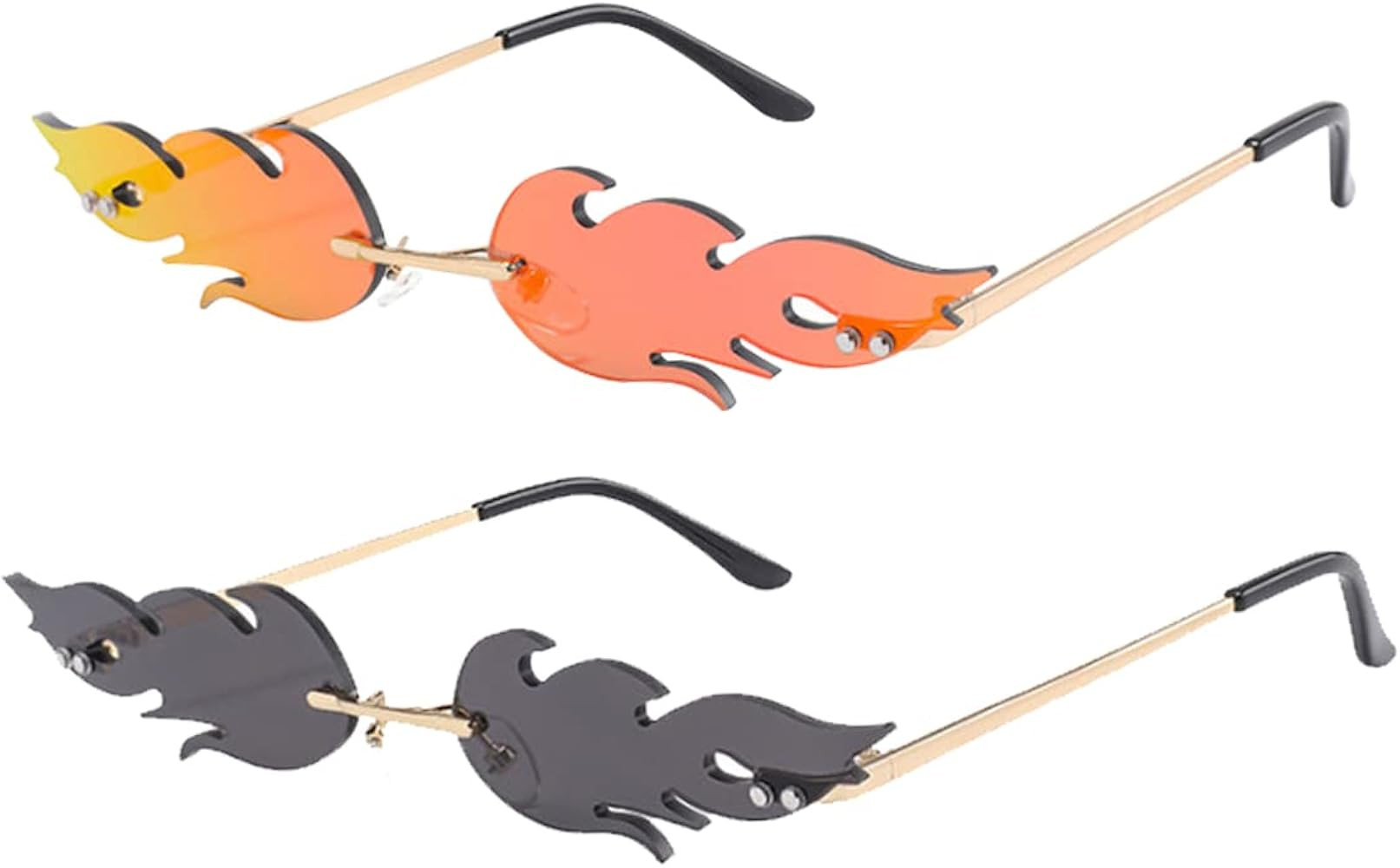 Amazon.com: Dollger Flame Fire Sunglasses For Women Men Cool Cute Mirrored Flame Glasses Funky No... | Amazon (US)