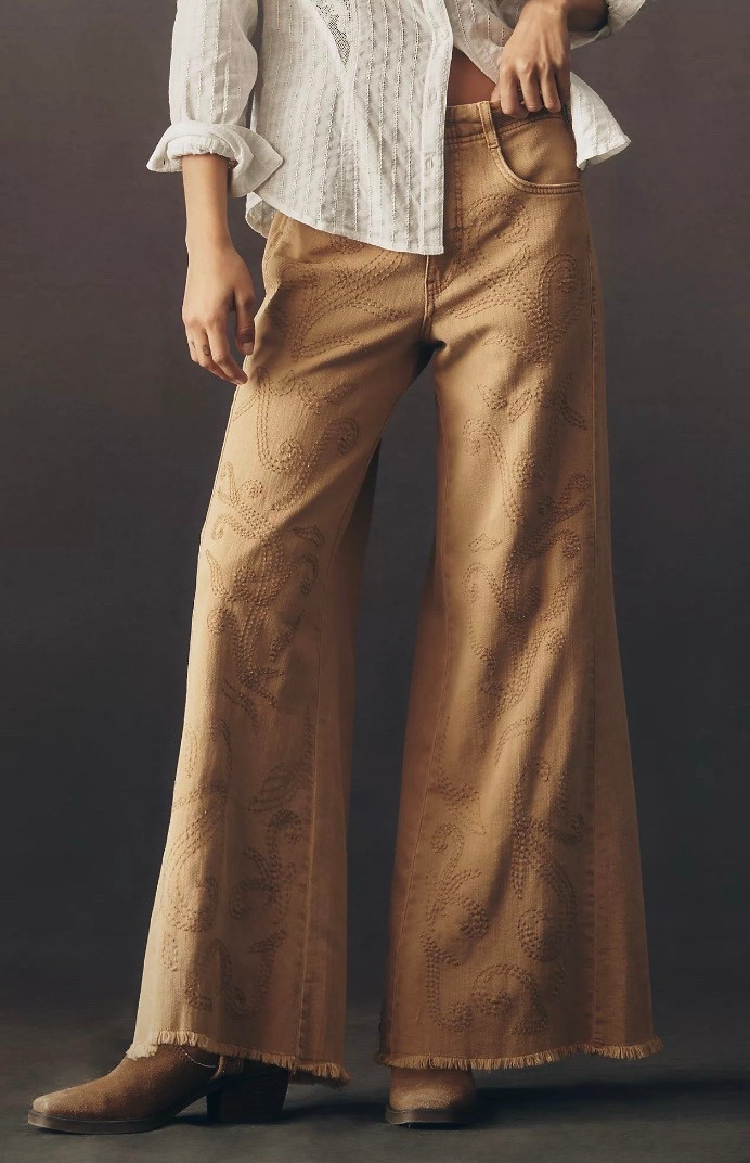 A neutral embroidered mid-rise flare pant. Imagine how you will wear these this fall 🤎
kimbentley, fall outfit

#LTKPetite #LTKOver40 #LTKStyleTip