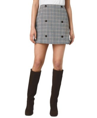 French Connection Women's Mini Fitted Zip Skirt - Black/oxford Blue Multi Matteo Plaid | Macy's