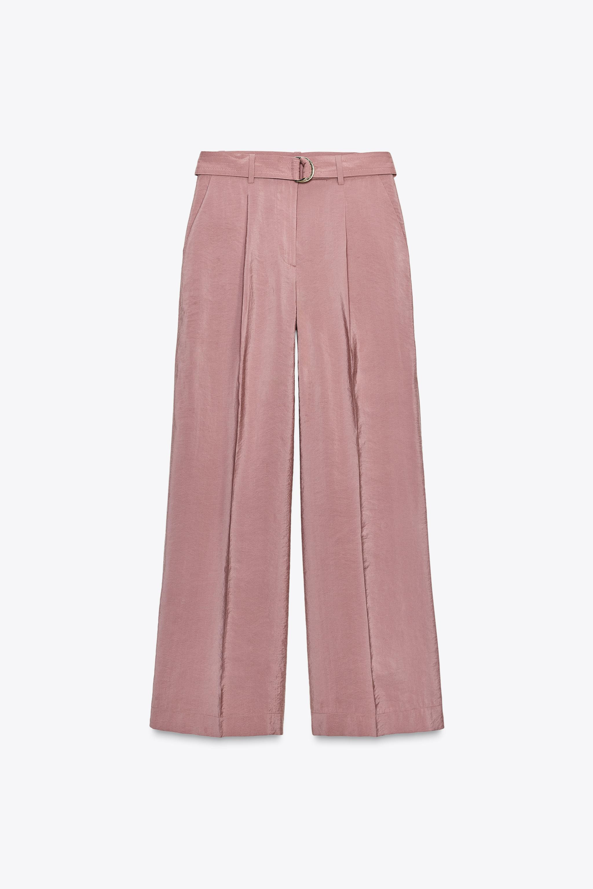 FLOWY WIDE LEG BELTED PANTS | Zara US