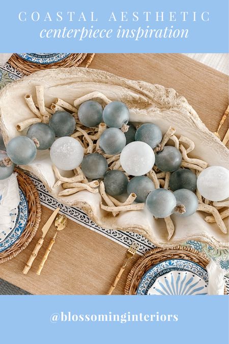 Coastal Centerpiece Inspiration - bringing the beauty to the coastal aesthetic to your tables. I used these beaded garlands and spheres to bring the coast to life on my summer table last year and it inspired so many of you. Comment COASTAL for a link sent to your DMs. 

#LTKhome