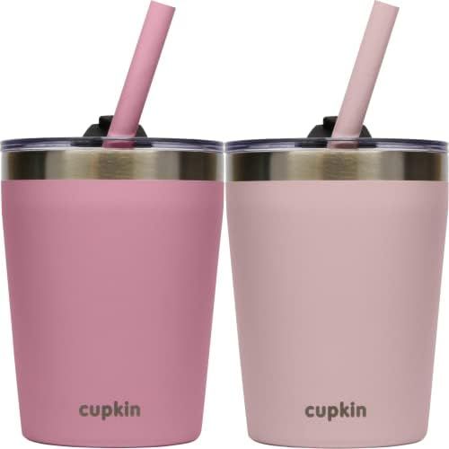 Cupkin Kids Tumblers - The Original 8 oz Stackable Stainless Steel Kids Cup with Straws - Set of ... | Amazon (US)