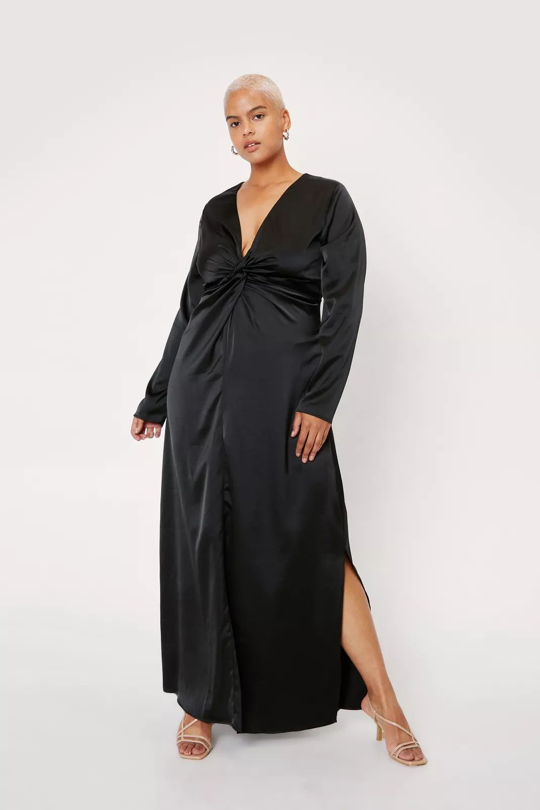 Plus Size Twist Front Satin Maxi Dress | Nasty Gal (US)