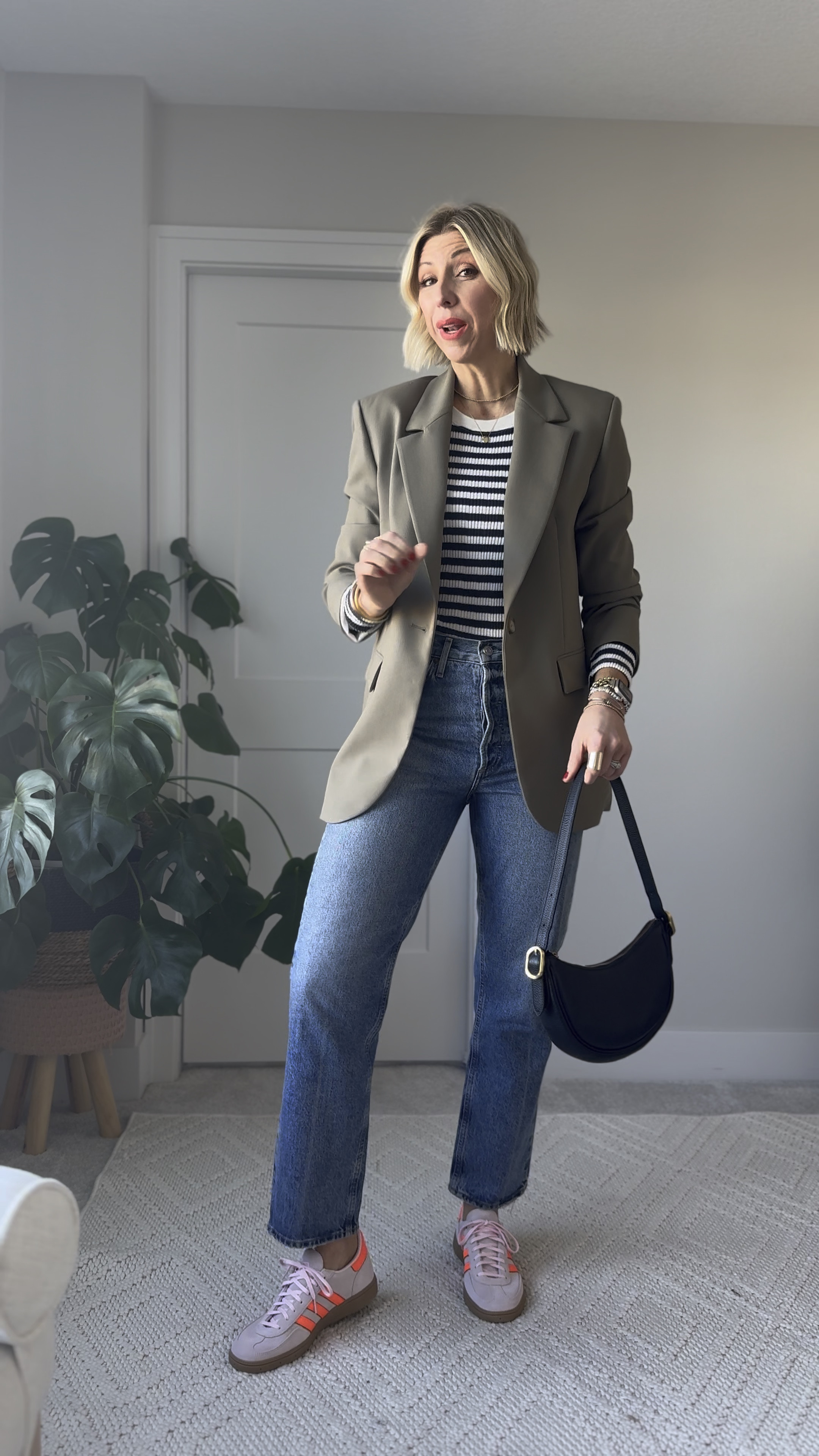 How to wear sneakers in 2025 for a modern & polished look: stripe top, blazer, straight leg jeans + handbag 

#LTKWatchNow #LTKStyleTip #LTKOver40