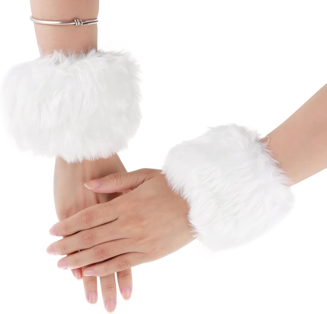 1 Pair Winter Wrist Cuff Warmers Faux Fur Wrist Cuffs Arm Leg Warmers Winter Boot Cuffs Warm Band... | Amazon (US)