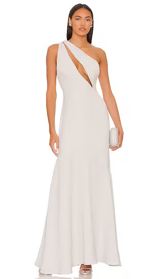 The Kyra Gown in Grey Mist White Maxi Dress Long White Dress White Summer Dress Summer White Dress | Revolve Clothing (Global)