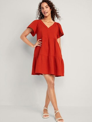 V-Neck Tiered Mini Swing Dress for Women | Old Navy (US)