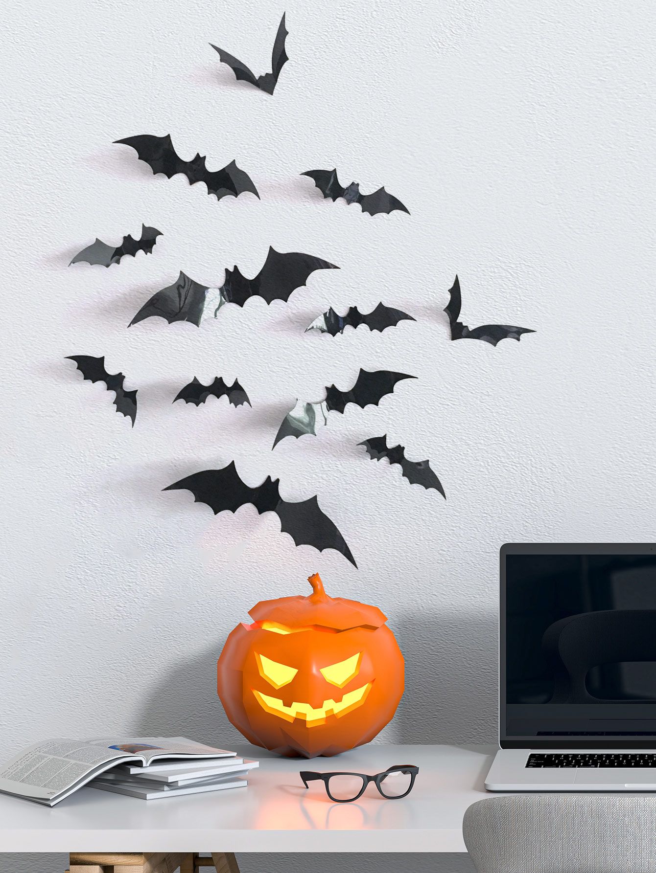 12pcs Halloween 3D Bat Sticker | SHEIN