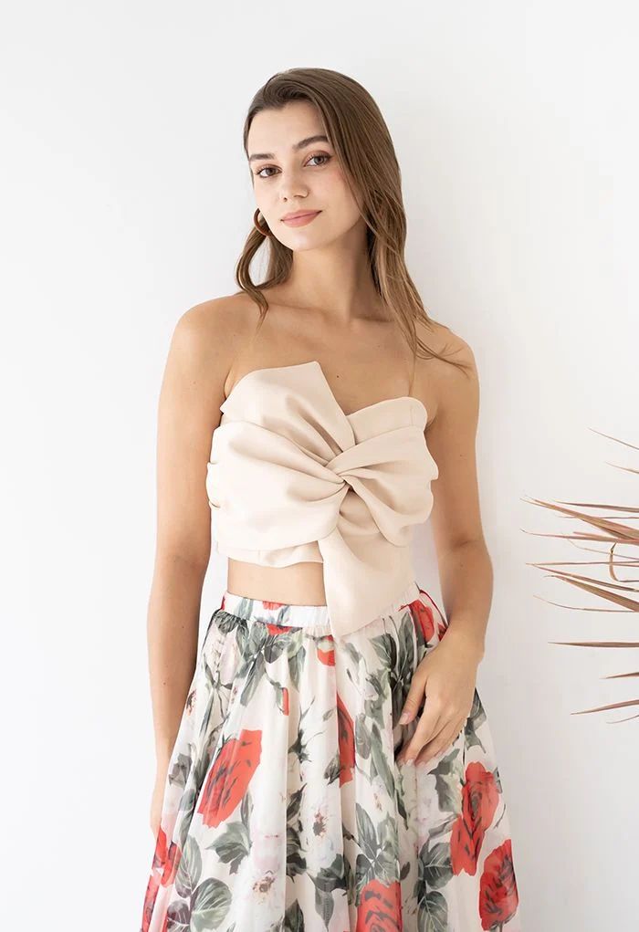 Sweet Knot Bustier Top in Cream | Chicwish