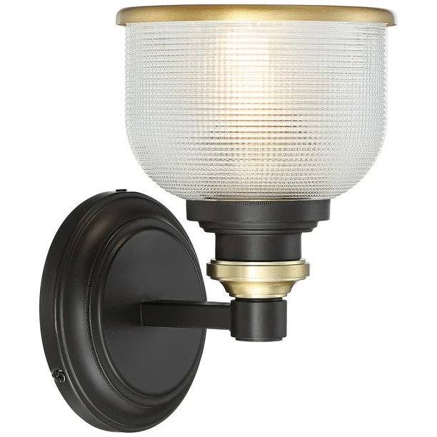 Possini Euro Design Modern Wall Light Sconce Bronze Hardwired 9" High Fixture Textured Glass Bowl... | Walmart (US)