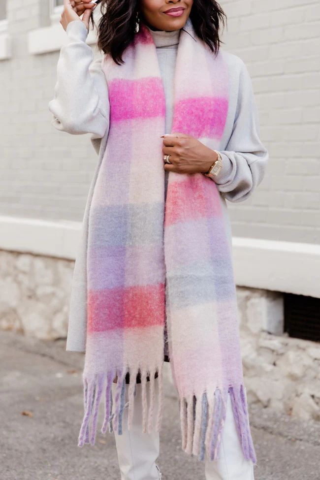 Falling For Us Pastel Plaid Scarf DOORBUSTER | Pink Lily