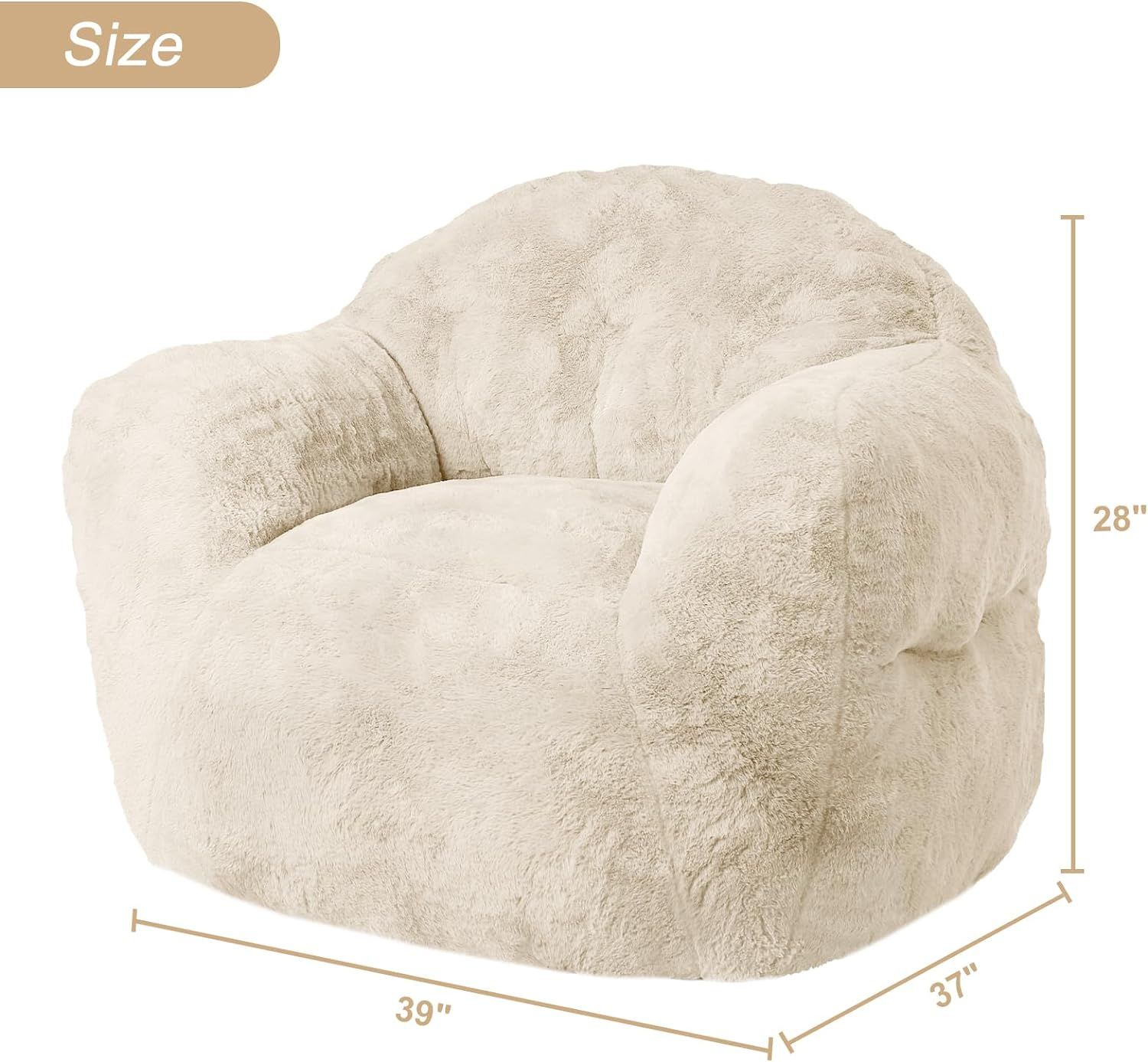 Giant Bean Bag Chair Sofa 37.5LB High-Density Foam Filled Large BeanBag Sofa with Armrests for Li... | Amazon (US)