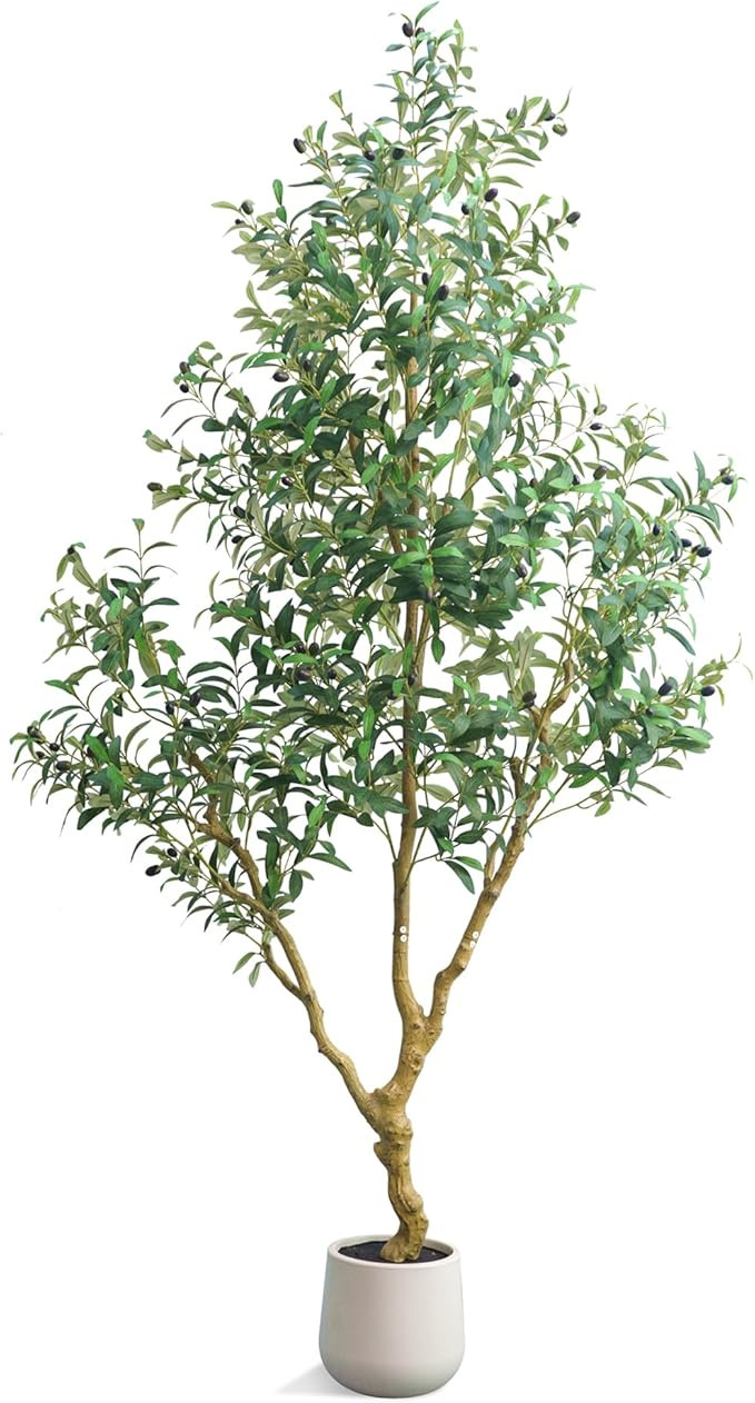 Olive Tree 7 feet,Fake Plants Indoor with Lightweight Durable Modern Fiberstone Sphere Planter,Re... | Amazon (US)