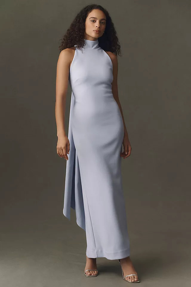 High-Neck Crepe Maxi Dress | Anthropologie (US)