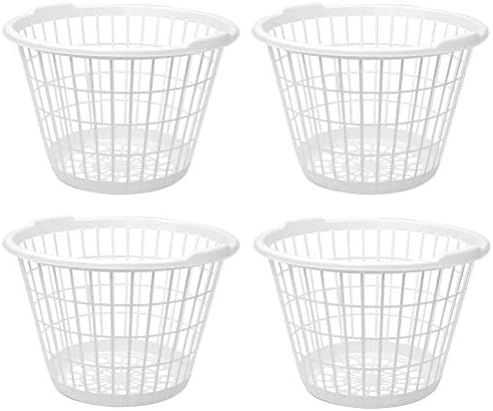 Set of 4 White Lightweight Plastic One Bushel Capacity Laundry Baskets | Amazon (US)