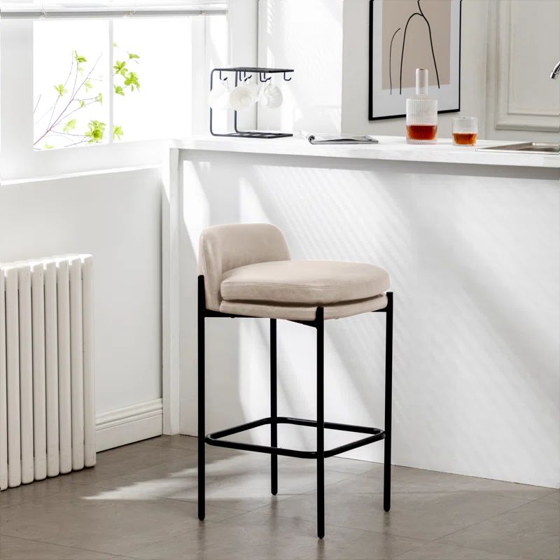 Sykesville Modern Mid-Back Counter Stool - Faux Leather | Wayfair North America