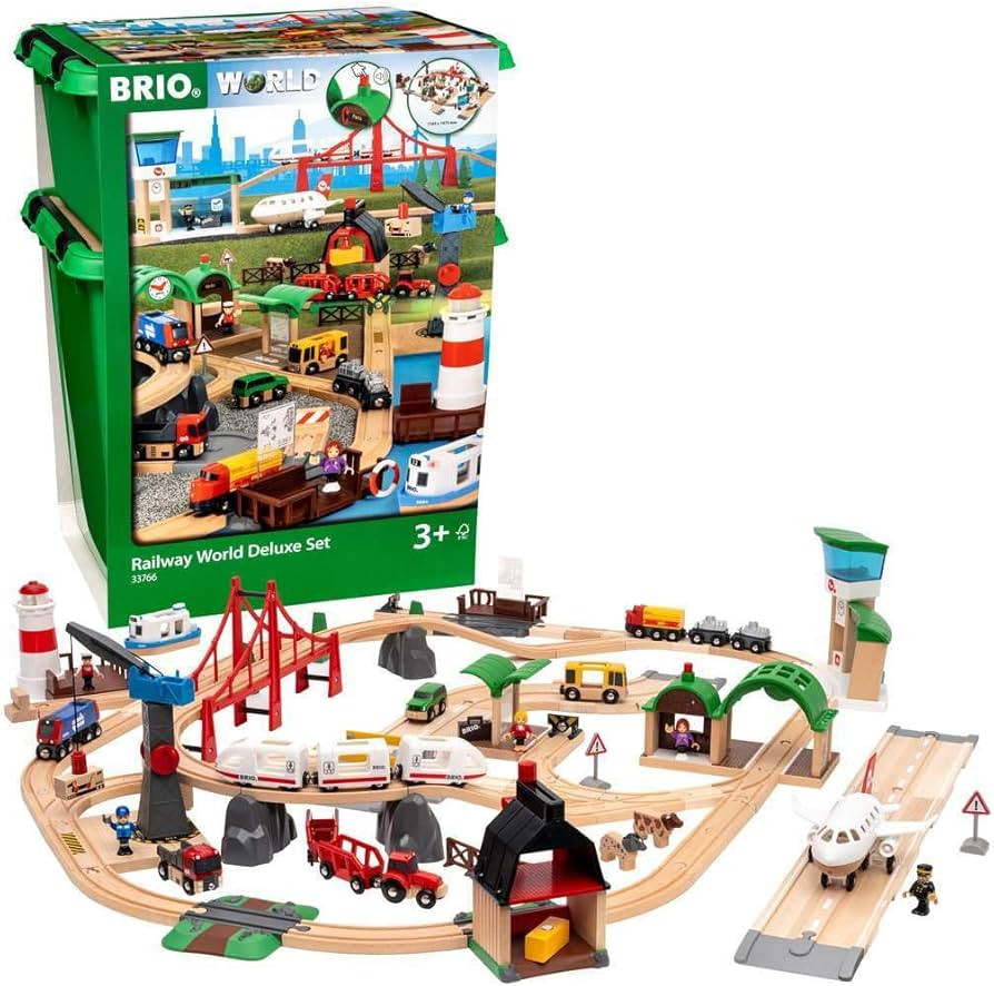 BRIO World 33766 Deluxe Railway Set - Ultimate Wooden Train Adventure for Kids Aged 3 and Up | In... | Amazon (US)