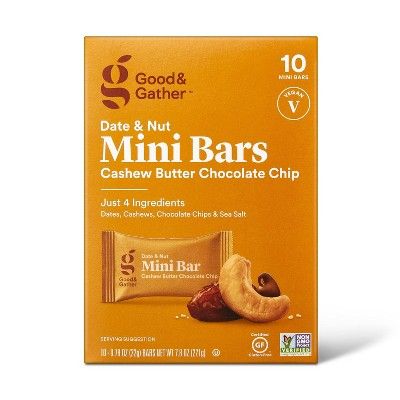 Date and nut Bars Mini Cashew Butter Chocolate Chip - 7.8oz/10ct - Good &#38; Gather&#8482; | Target