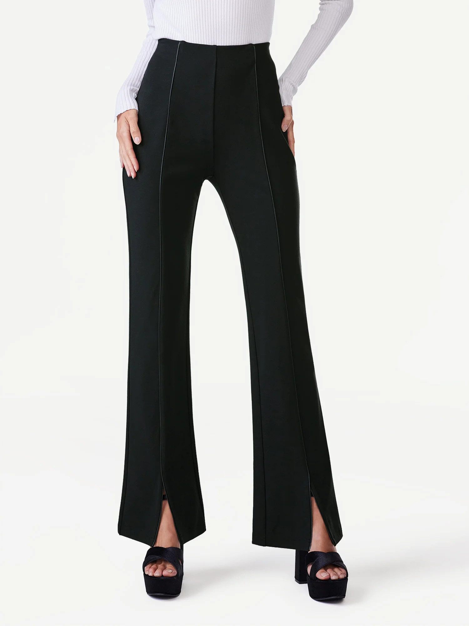 Scoop Women's Flared Leg Ponte Pants, Sizes XS-2XL | Walmart (US)