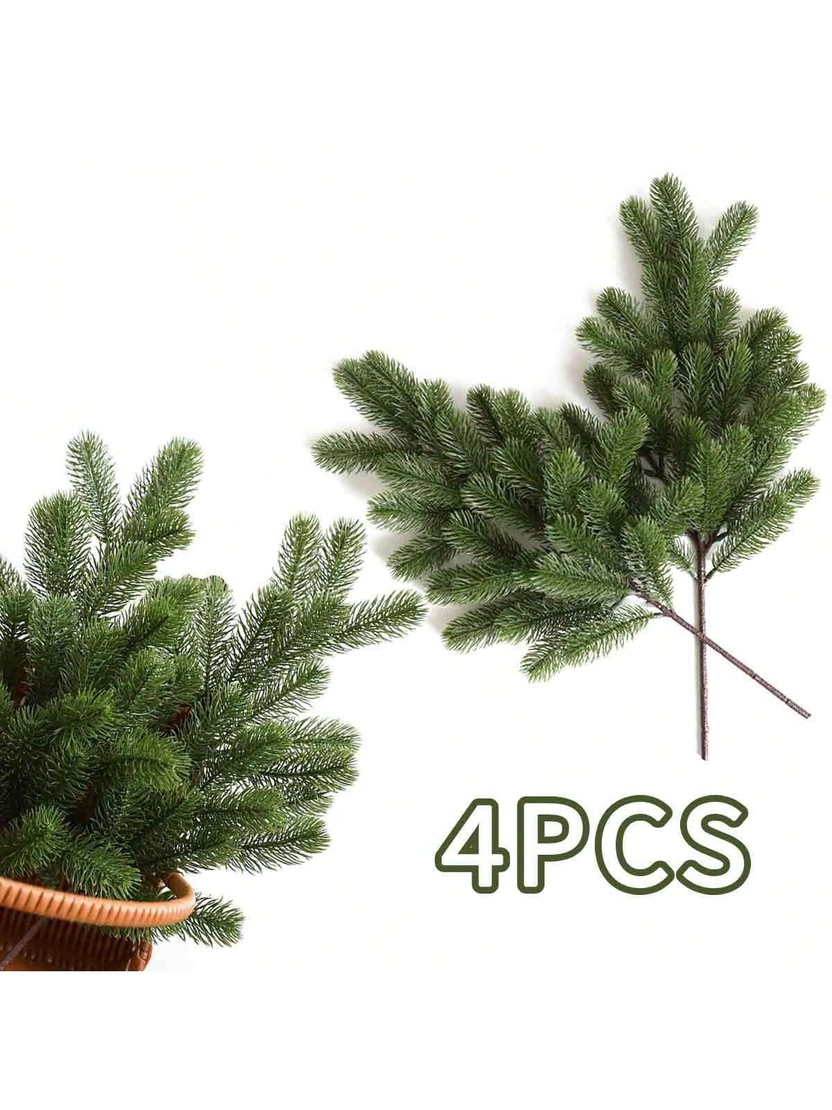 4pcs Large Artificial Pine Needles Branches - 19" Christmas Fake Greenery Pine Picks Suitable For... | SHEIN