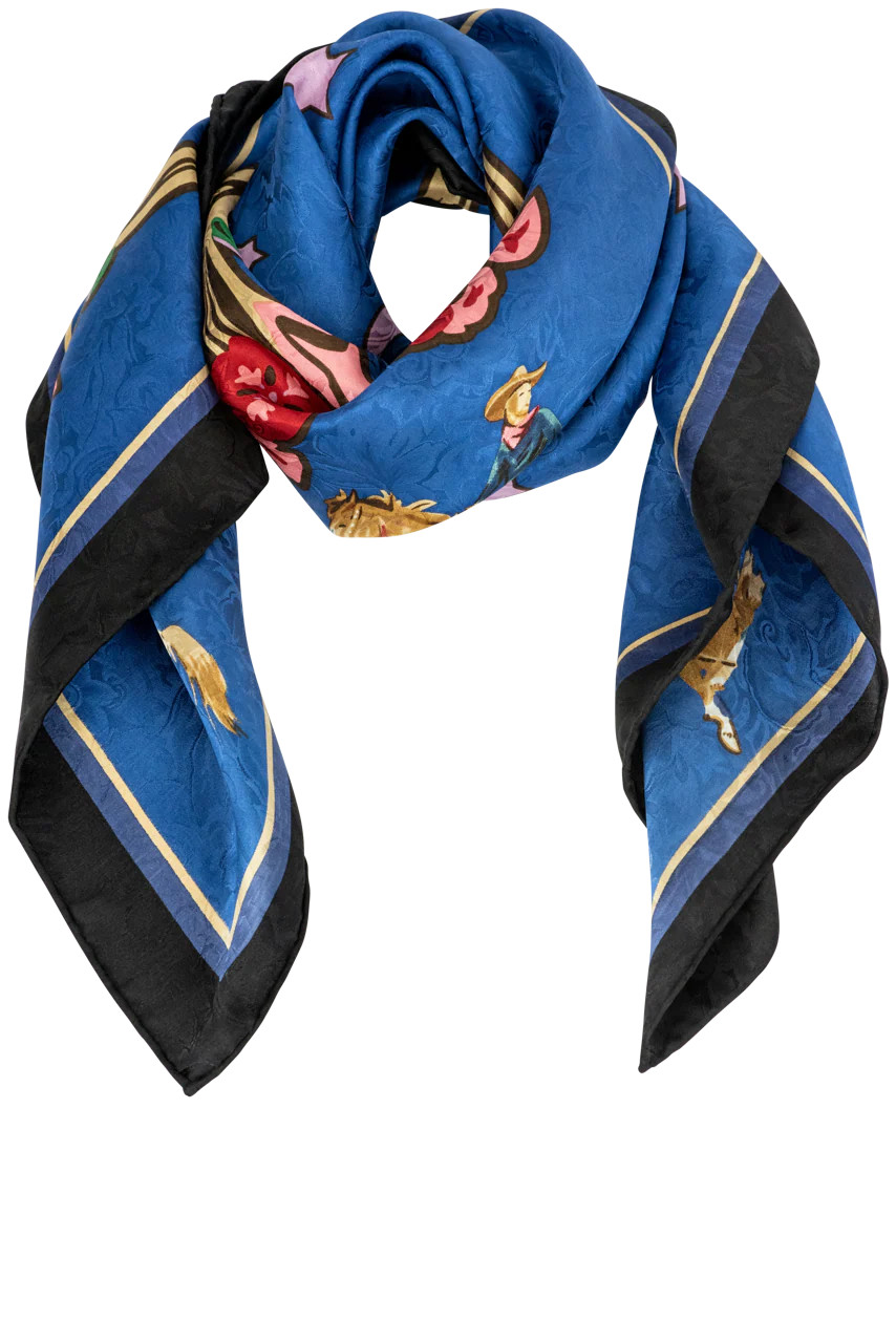 Wyoming Traders Blue Rodeo Girls Western Silk Scarf | Pinto Ranch | Pinto Ranch