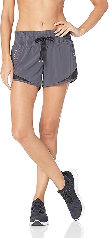 Core 10 Women's Standard-Fit Ruched Waistband Woven Running Short | Amazon (US)