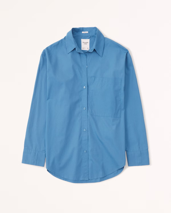 Oversized Poplin Button-Up Shirt | Abercrombie & Fitch (US)