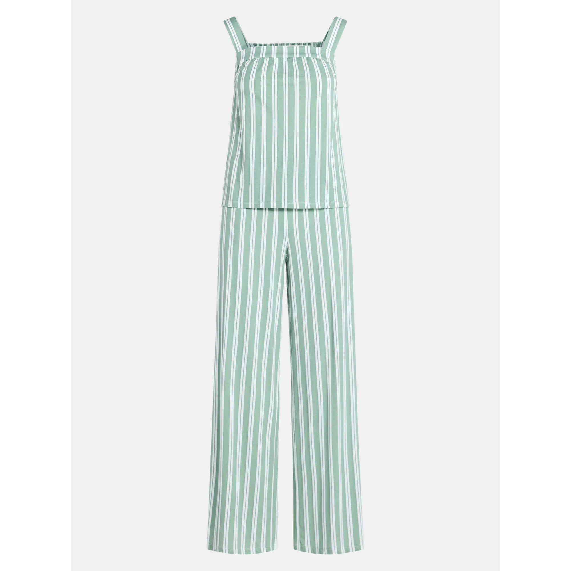 Joyspun Women's Wide Strap Cotton Tank Top and Pants Pajama Set, 2-Piece, Sizes XS-3X | Walmart (US)