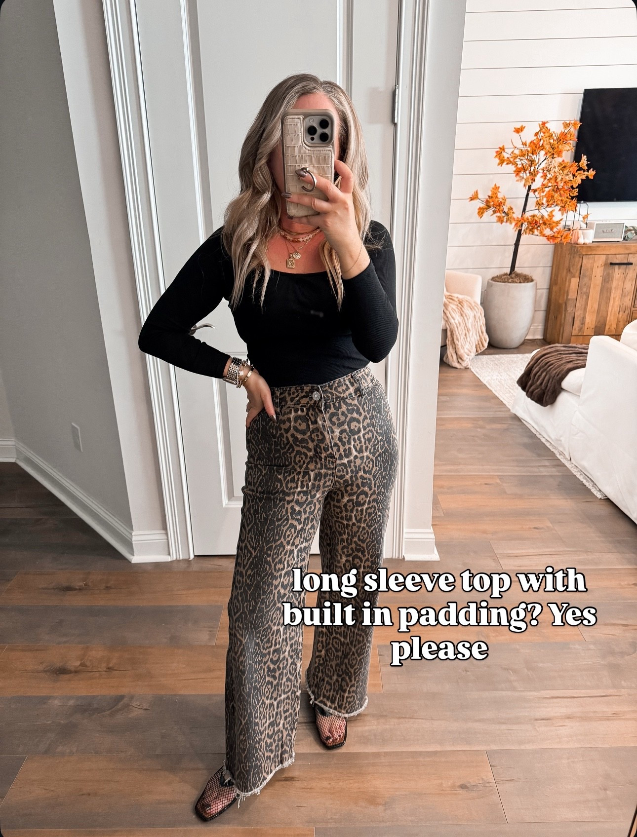 Amazon fashion Amazon finds leopard jeans size medium, backless padded long sleeve top size medium, fall fashion fall outfit fall date night look 

#LTKFindsUnder50 #LTKSeasonal