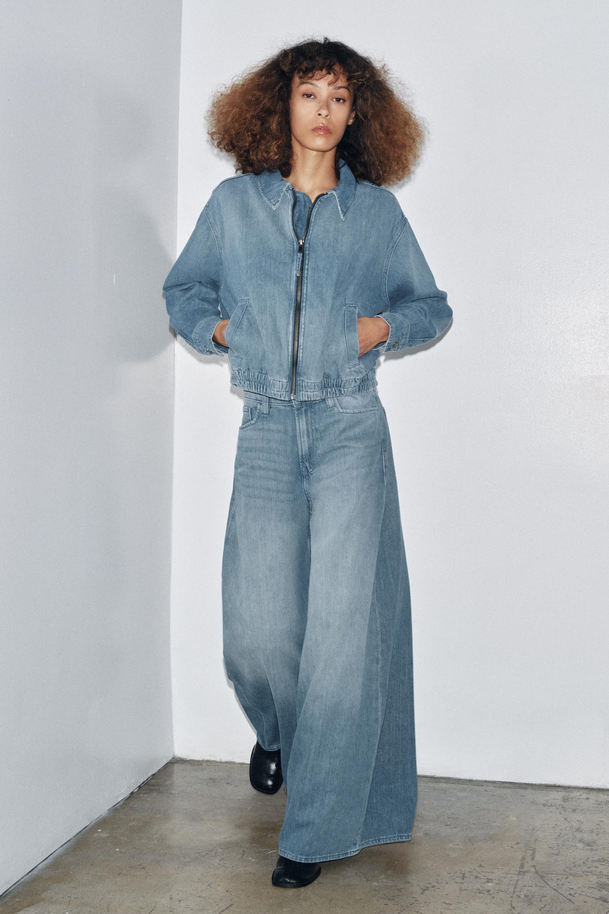 ZW COLLECTION DENIM BOMBER JACKET | Zara US