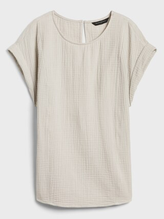 Seamed Cuffed-Sleeve T-Shirt | Banana Republic Factory