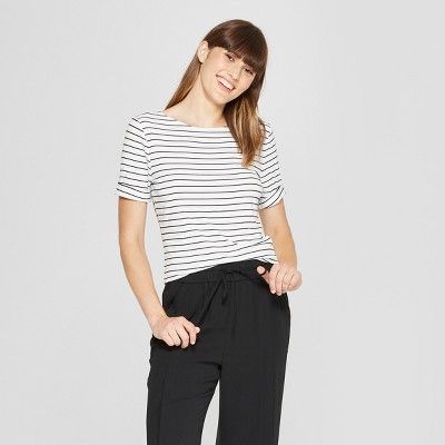 Women's Striped Elbow Sleeve Ballet Back T-Shirt - A New Day™ | Target