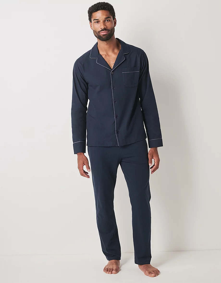 Men's Brushed Cotton Piped Pyjama Set | Menswear | The  White Company | The White Company UK & ROW