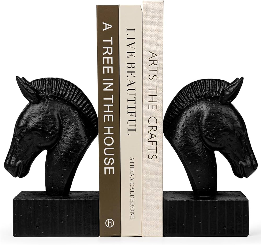 Book Ends for Shelves - Book Ends to Hold Books Heavy Duty, Horse Decorative Bookends for Heavy B... | Amazon (US)
