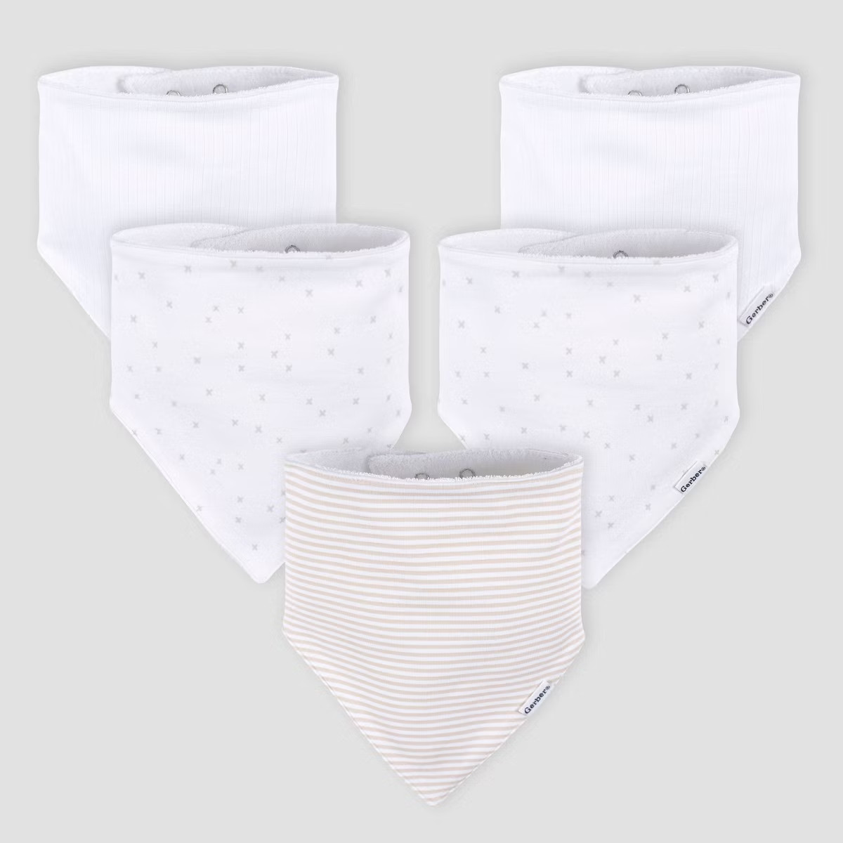 Gerber Baby 5pk Bandana Bib - White | Target