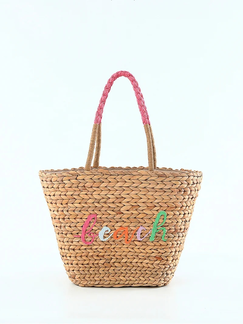 Time & Tru Women’s Woven Beach Tote Bag | Walmart (US)