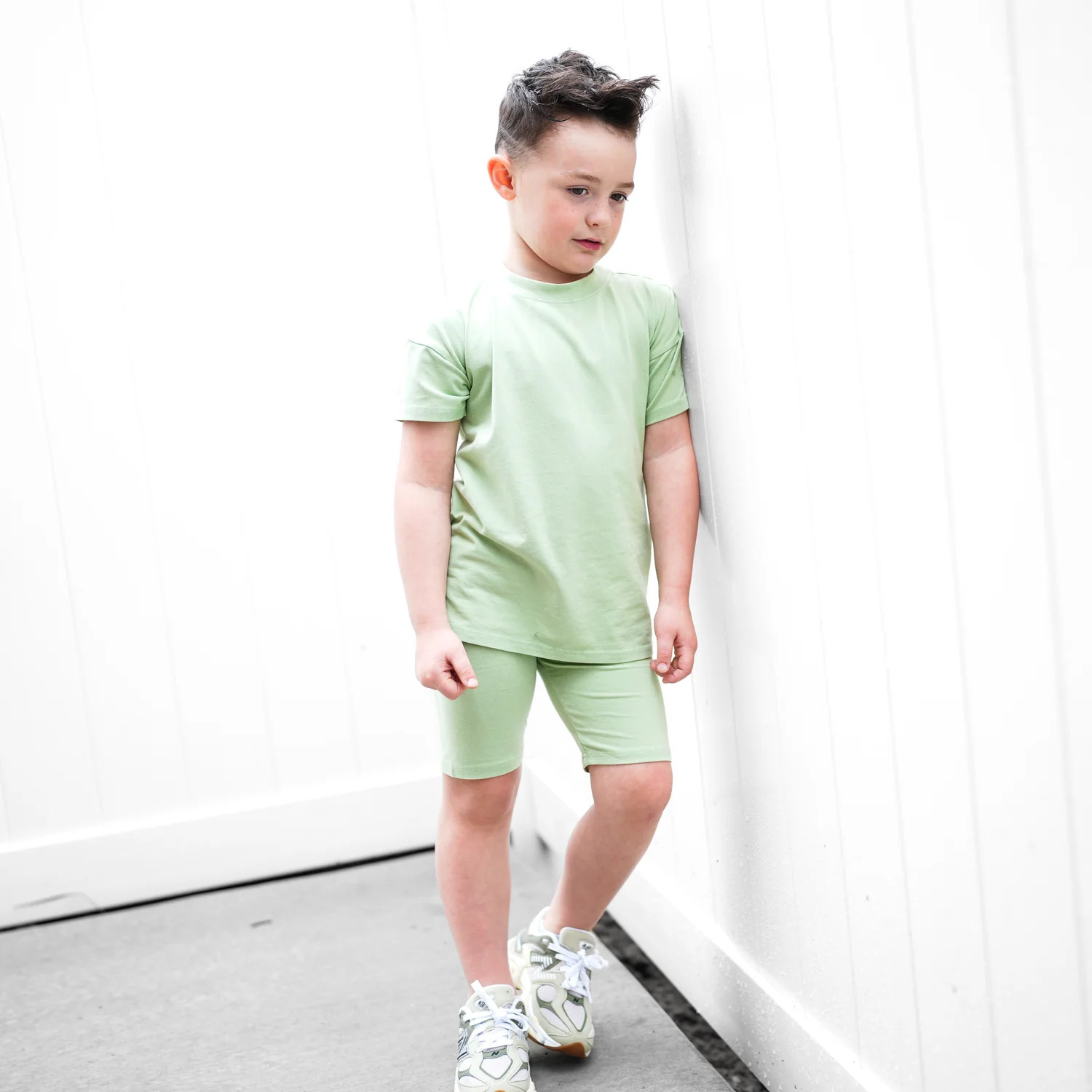 BIKER SET- Pistachio Snow Wash | millie + roo