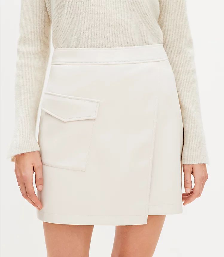 Faux Leather Cargo Pocket Wrap Mini Skirt | LOFT