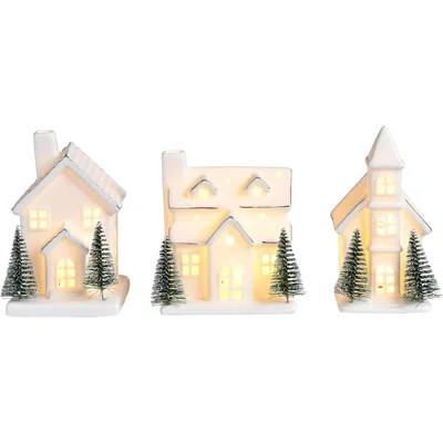 Ceramic White Christmas Village Houses | Wayfair North America