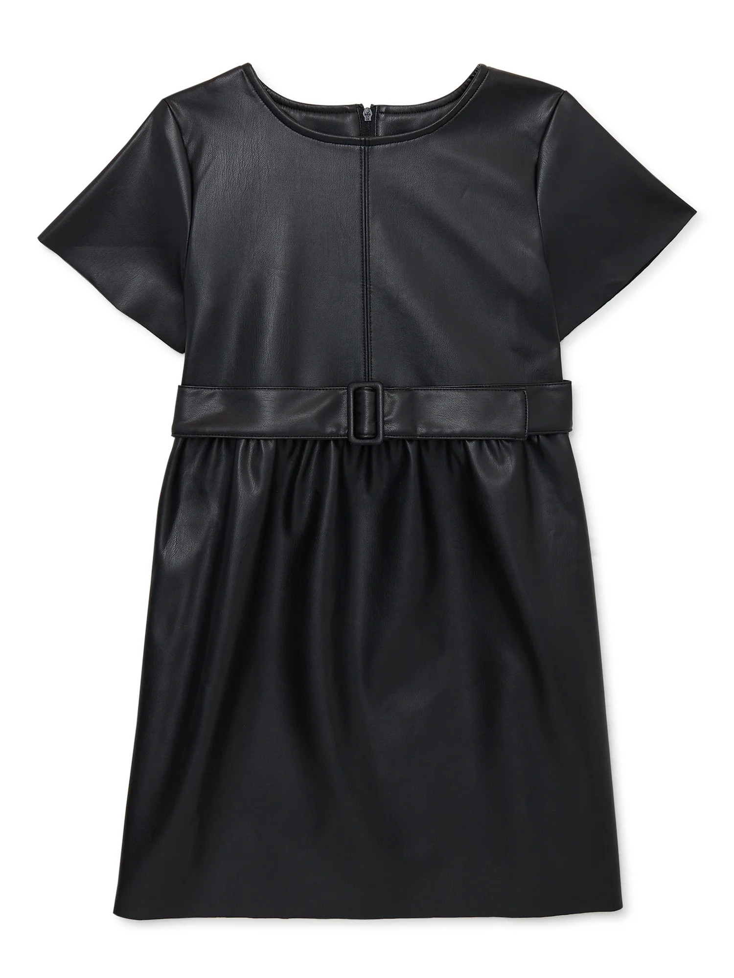 Wonder Nation Girls Short Sleeve Pleather Dress, Sizes 4-18 & Plus - Walmart.com | Walmart (US)